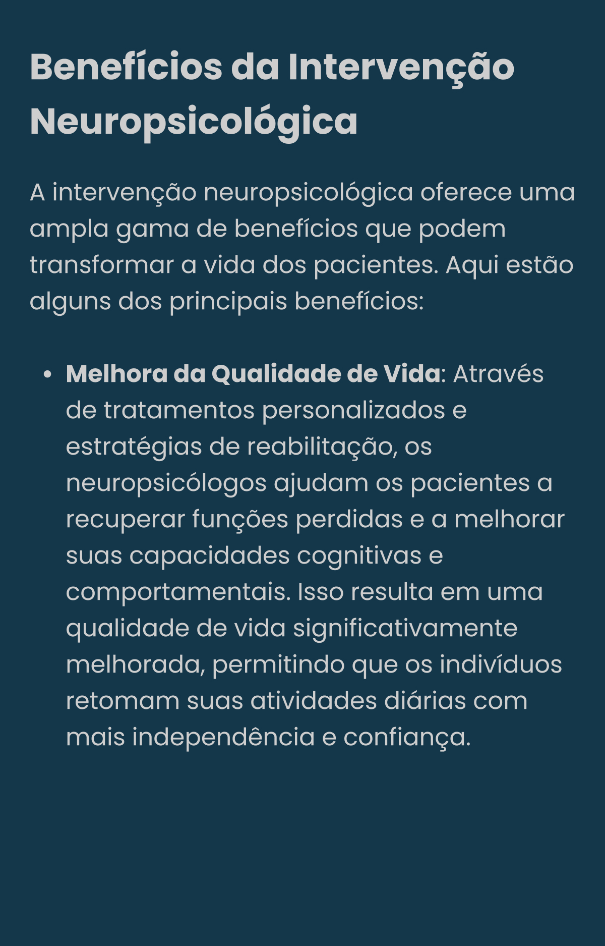 Benefícios da Intervenção Neuropsicológica