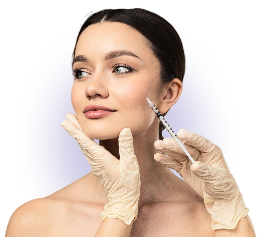 Mulher aplicando botox